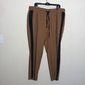 LANE BRYANT Pants WOMENS Sz 20 Brown /Black Stripe  Track Athletic Jogger